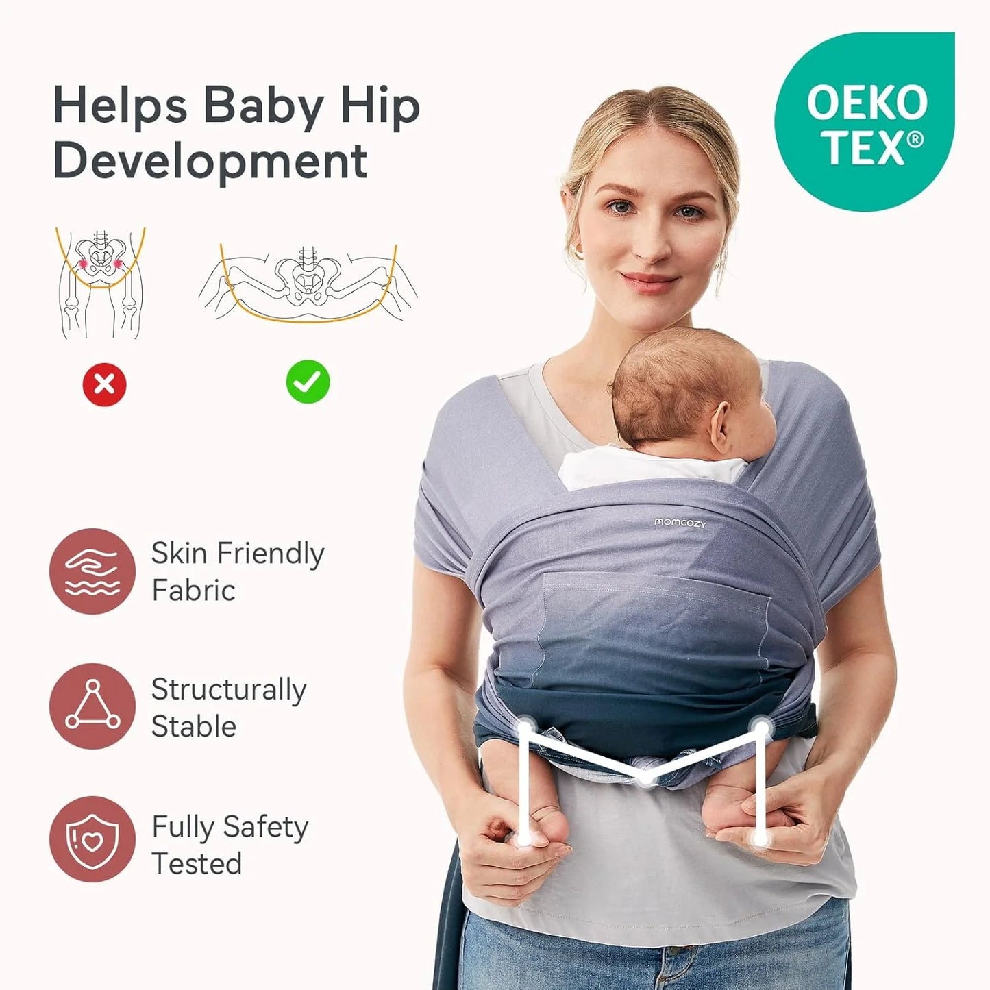 Baby Wrap Carrier, Easy to Wear Infant Carrier Slings, Lightweight Adjustable Hands Free Baby Sling, for Newborn to Toddler 8-35 Lbs