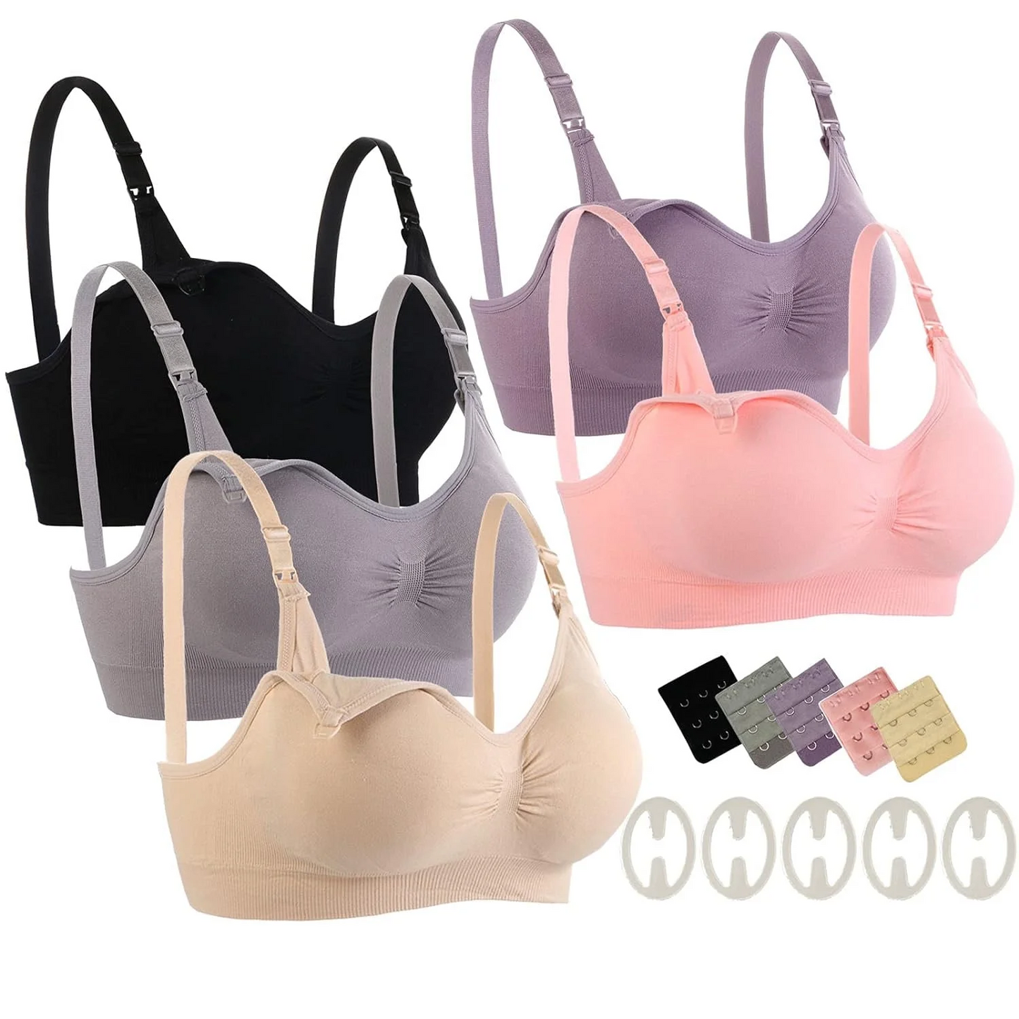 Seamless Full Coverage Nursing- Multicolor 5 pack