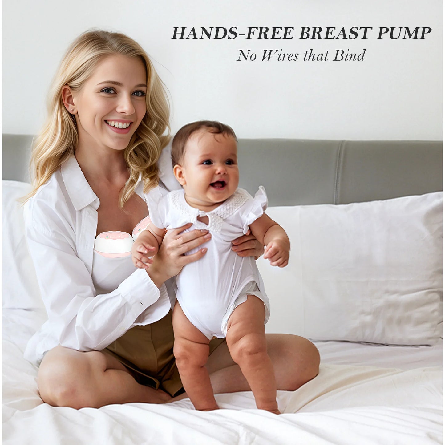 011 Double Wearable Electric Hands-Free Breast Pump with 4 Modes, 12 Levels, Pink