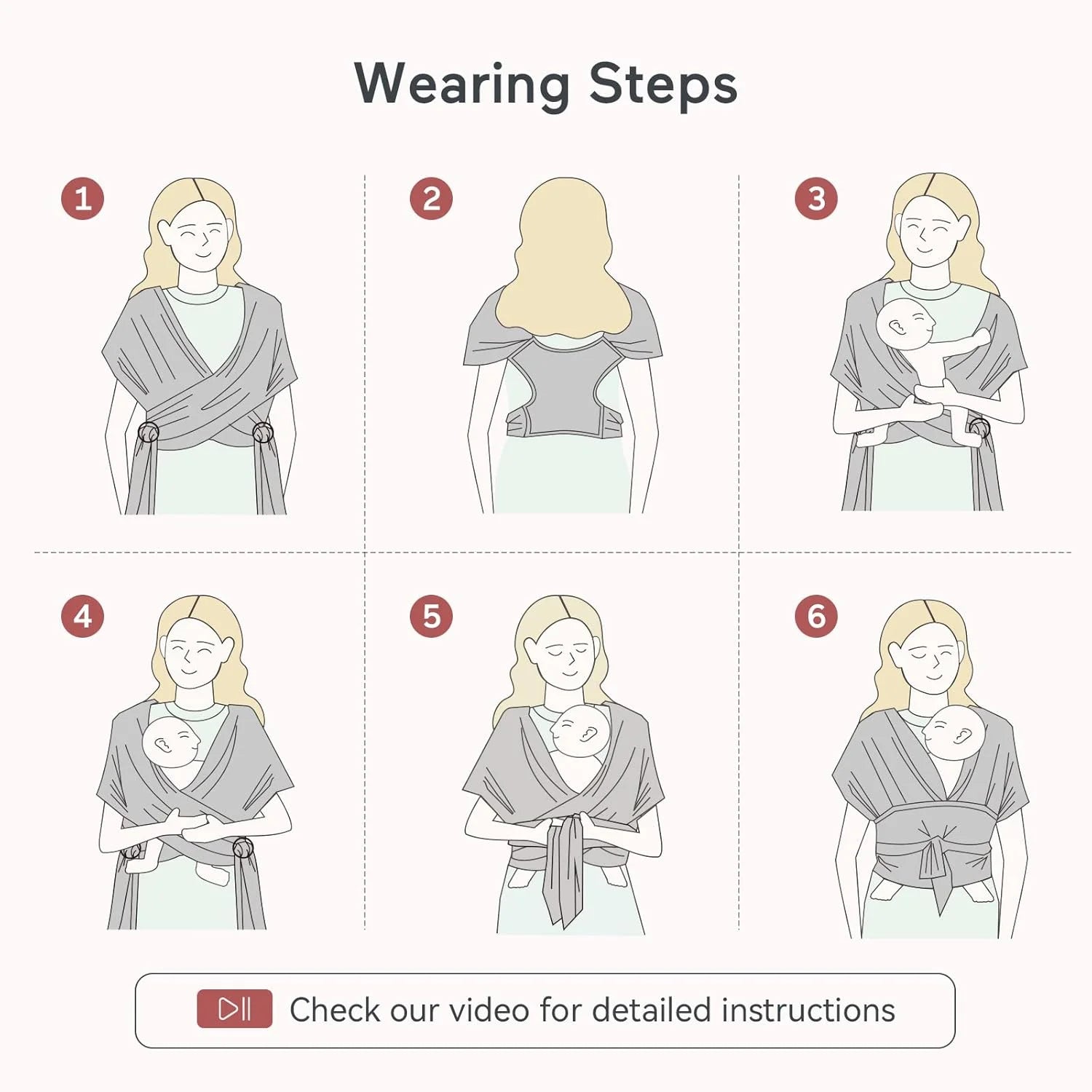 Baby Wrap Carrier, Easy to Wear Infant Carrier Slings, Lightweight Adjustable Hands Free Baby Sling, for Newborn to Toddler 8-35 Lbs