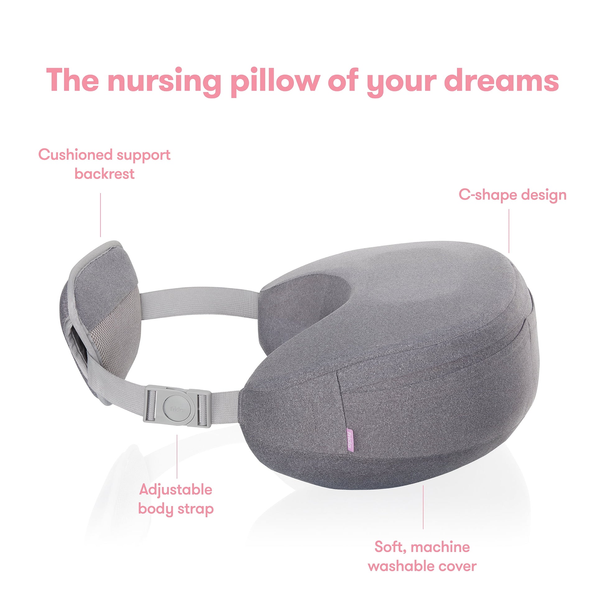 Adjustable Nursing Pillow for Breastfeeding and Postpartum Care, Gray