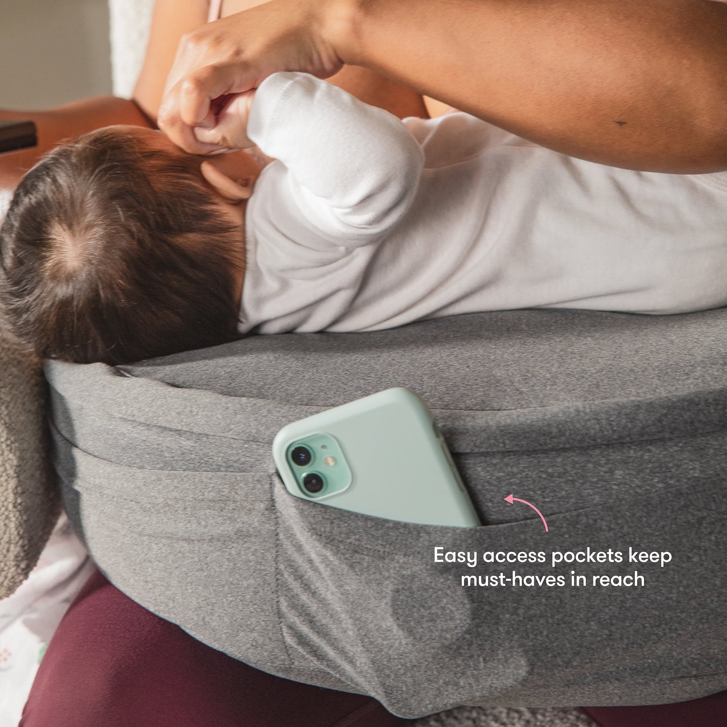Adjustable Nursing Pillow for Breastfeeding and Postpartum Care, Gray